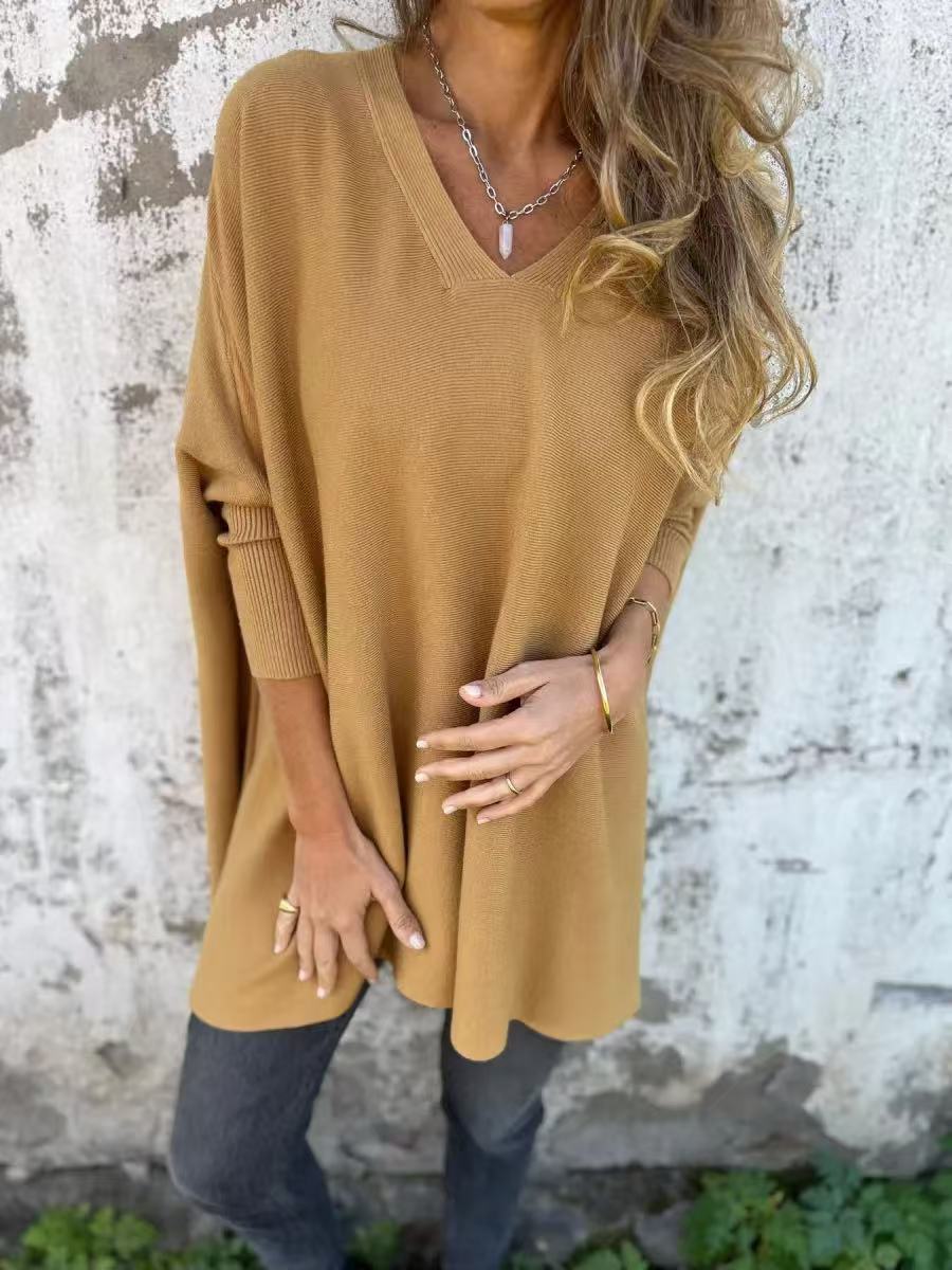 Damer Oversized V-Hals Tröja i luftig design Mirla-Eva Jonsson