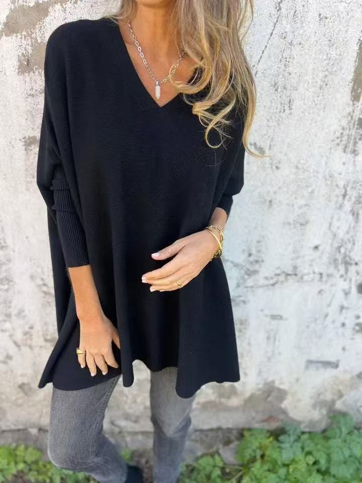 Damer Oversized V-Hals Tröja i luftig design Mirla-Eva Jonsson