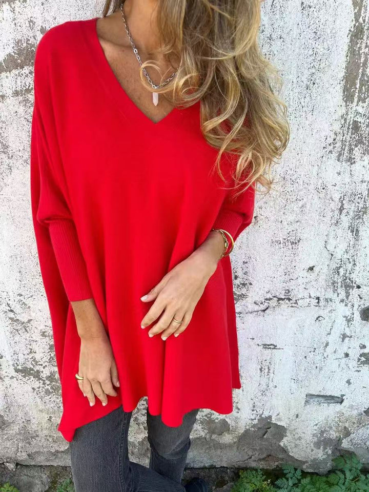 Damer Oversized V-Hals Tröja i luftig design Mirla-Eva Jonsson