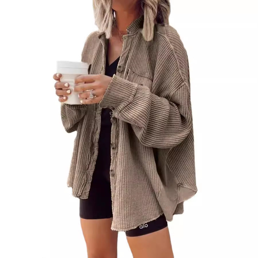 Damer Oversized Våffelstruktur Skjortjacka Mirla-Eva Jonsson