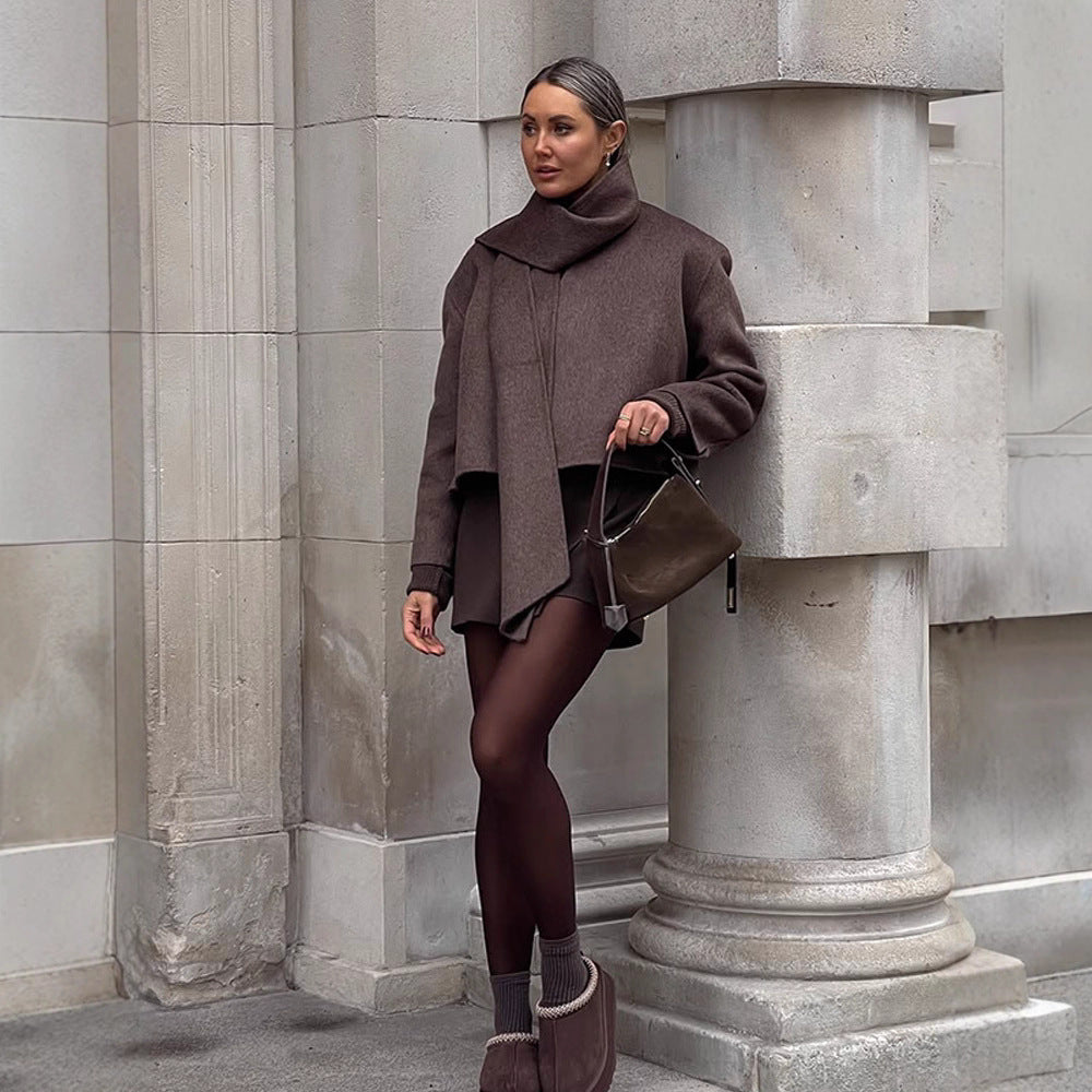 Damer Oversized Wrapjacka med fluffig krage Mirla-Eva Jonsson