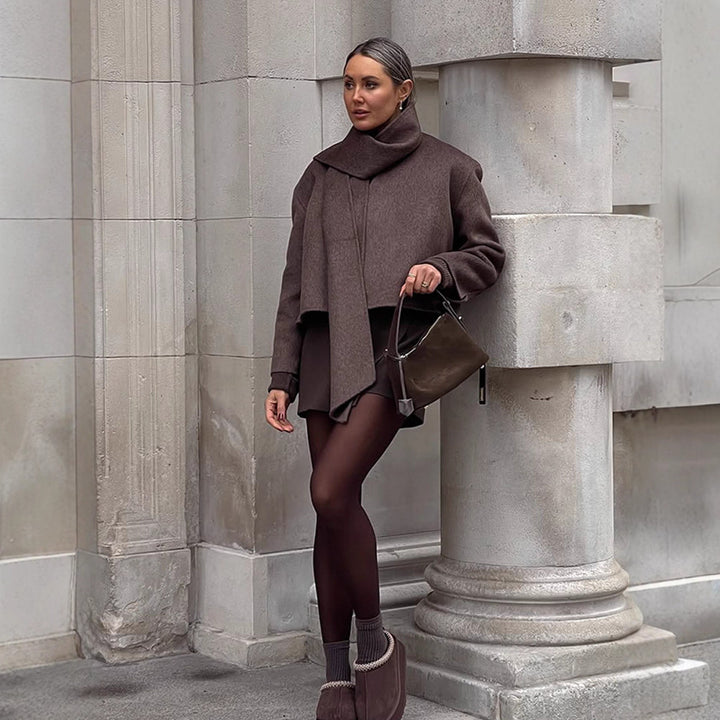 Damer Oversized Wrapjacka med fluffig krage Mirla-Eva Jonsson