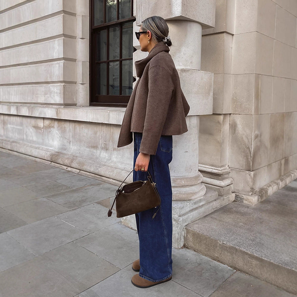 Damer Oversized Wrapjacka med fluffig krage Mirla-Eva Jonsson