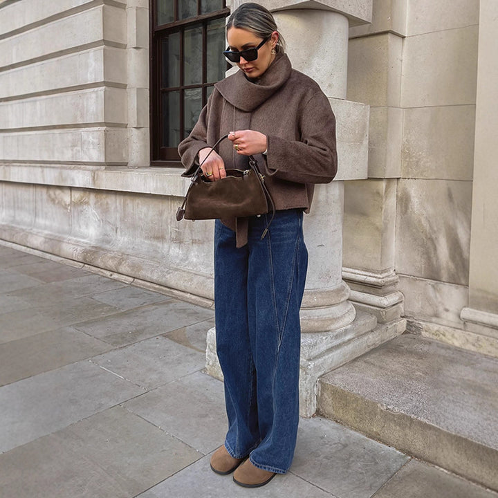 Damer Oversized Wrapjacka med fluffig krage Mirla-Eva Jonsson