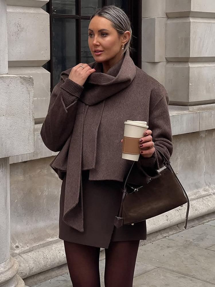 Damer Oversized Wrapjacka med fluffig krage Mirla-Eva Jonsson