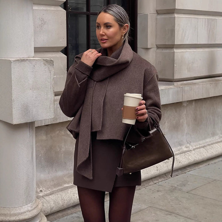 Damer Oversized Wrapjacka med fluffig krage Mirla-Eva Jonsson