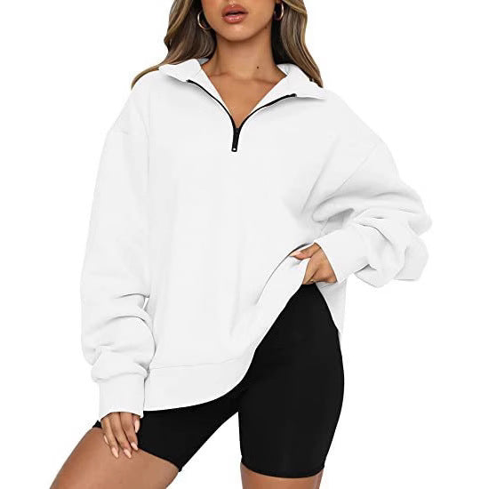 Damer Oversized Zip-Pullover med hög krage Mirla-Eva Jonsson