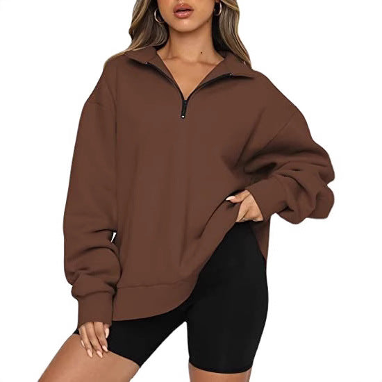 Damer Oversized Zip-Pullover med hög krage Mirla-Eva Jonsson