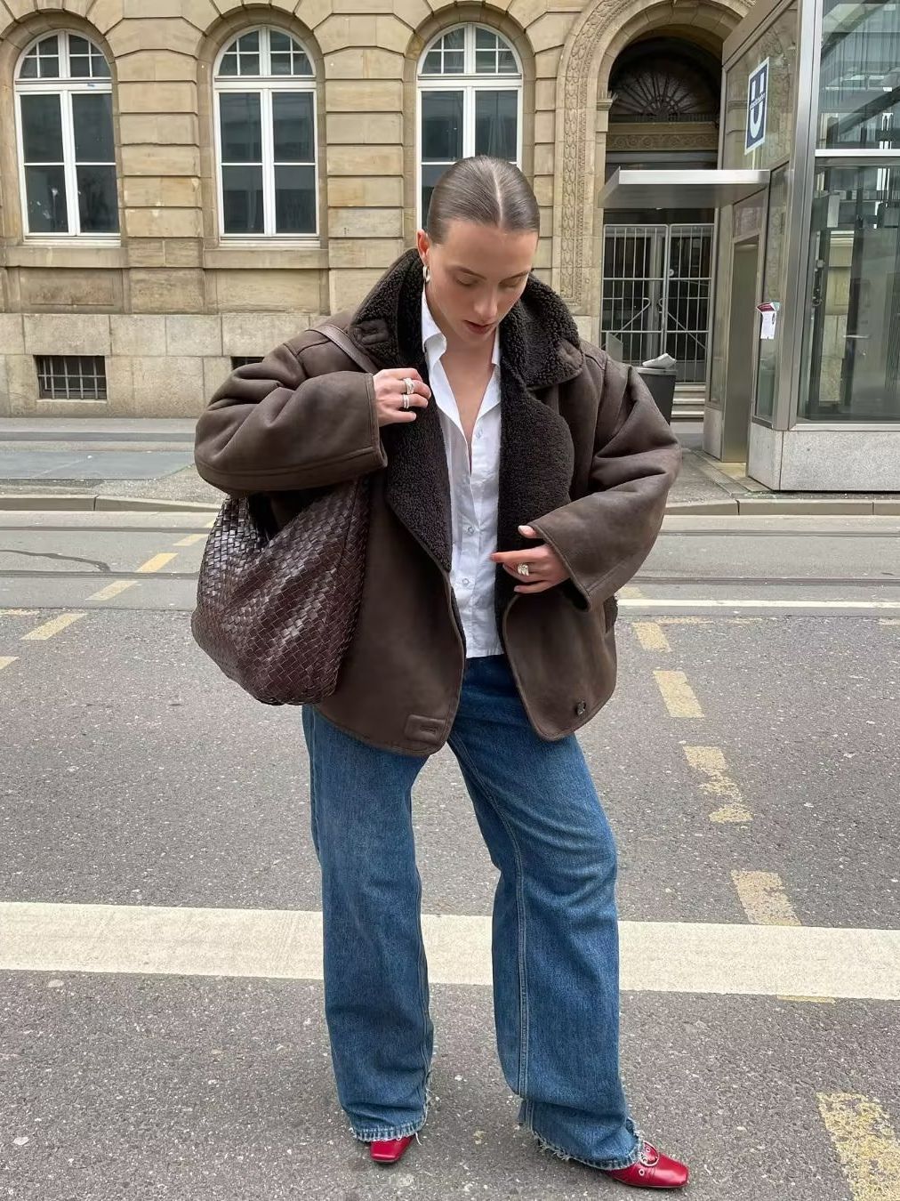Damer Oversized-bomullsjacka med vadderad krage Mirla-Eva Jonsson