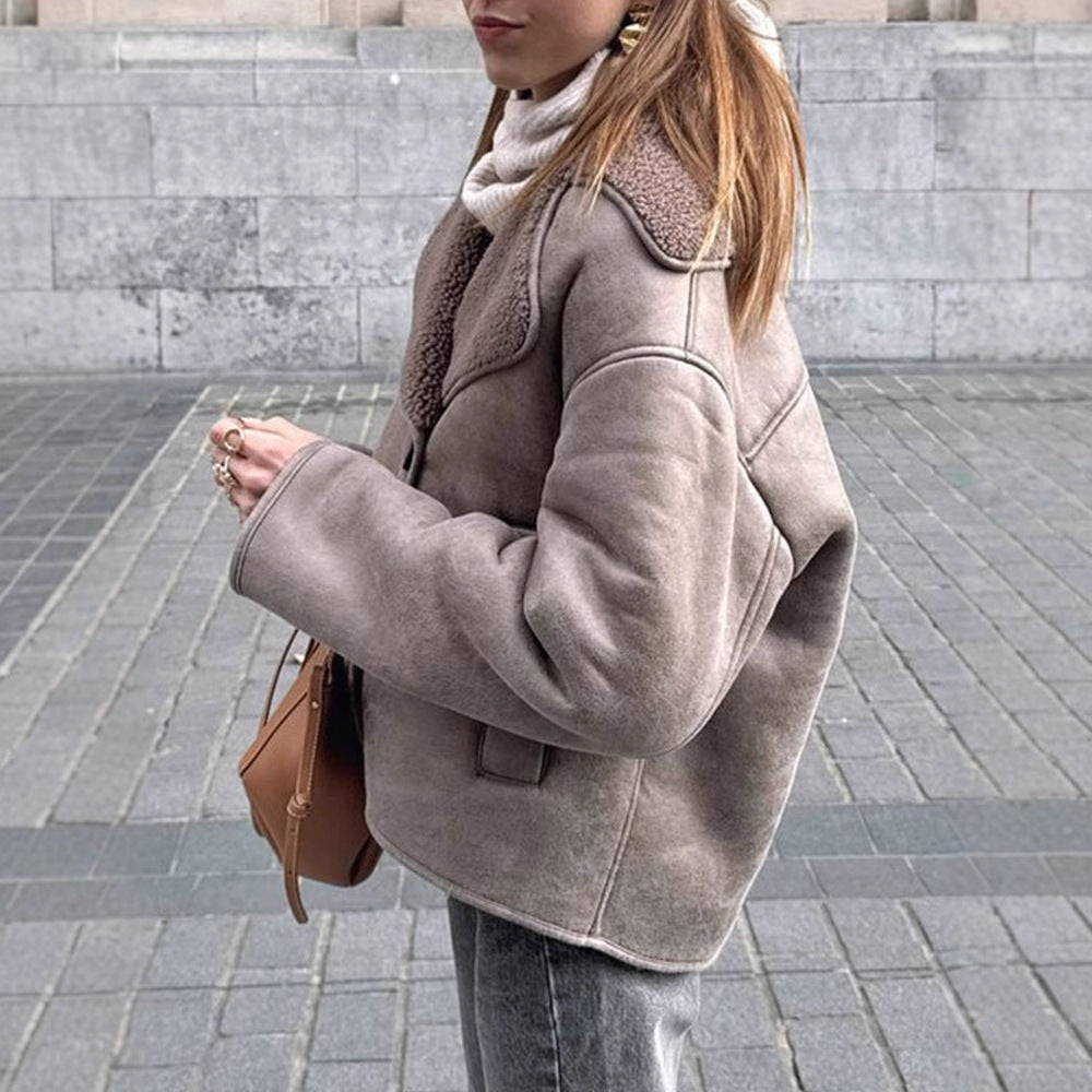 Damer Oversized konstläderjacka med strukturerad foder och avslappnad passform Mirla-Eva Jonsson