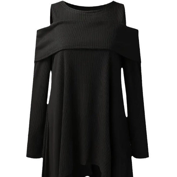 Damer Oversized topp med snygg off-shoulder design och asymmetrisk fåll Mirla-Eva Jonsson