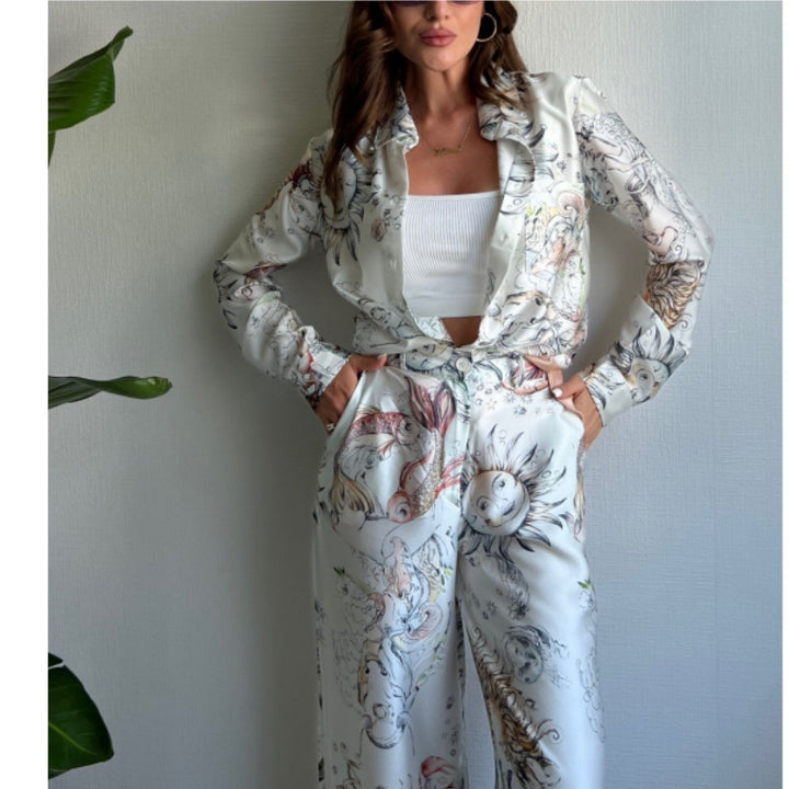 Damer Överskuren Satin-byxdress med blommigt mönster Eva Jonsson-Eva Jonsson