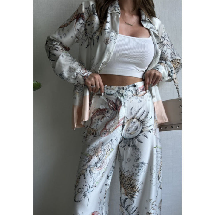 Damer Överskuren Satin-byxdress med blommigt mönster Eva Jonsson-Eva Jonsson