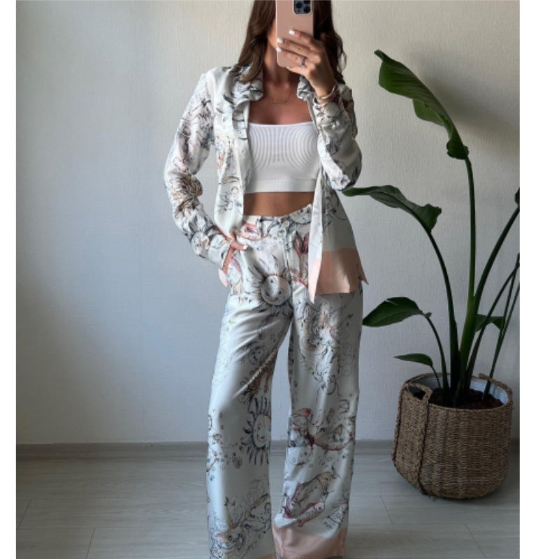 Damer Överskuren Satin-byxdress med blommigt mönster Eva Jonsson-Eva Jonsson