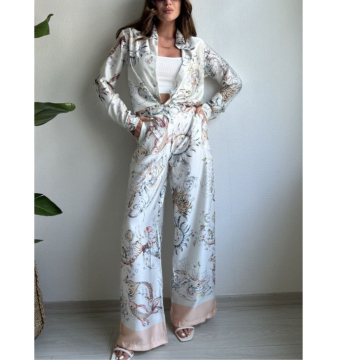 Damer Överskuren Satin-byxdress med blommigt mönster Eva Jonsson-Eva Jonsson