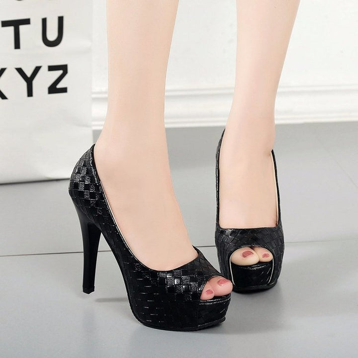 Damer Peeptoe-pumps med Elegant Flätning och Hög Klack Mirla-Eva Jonsson