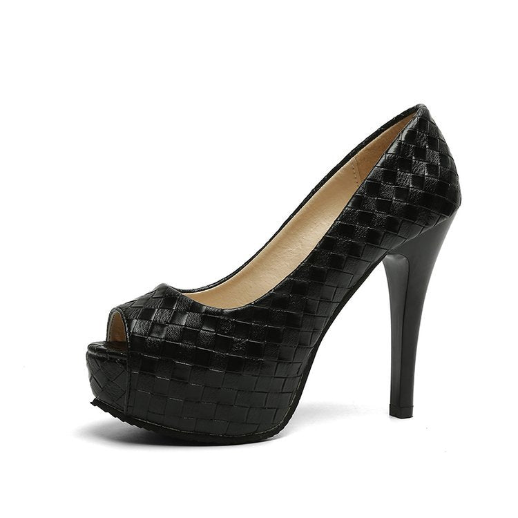 Damer Peeptoe-pumps med Elegant Flätning och Hög Klack Mirla-Eva Jonsson