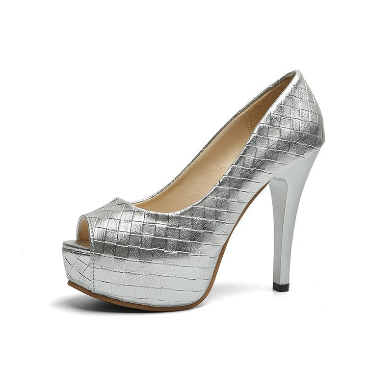 Damer Peeptoe-pumps med Elegant Flätning och Hög Klack Mirla-Eva Jonsson