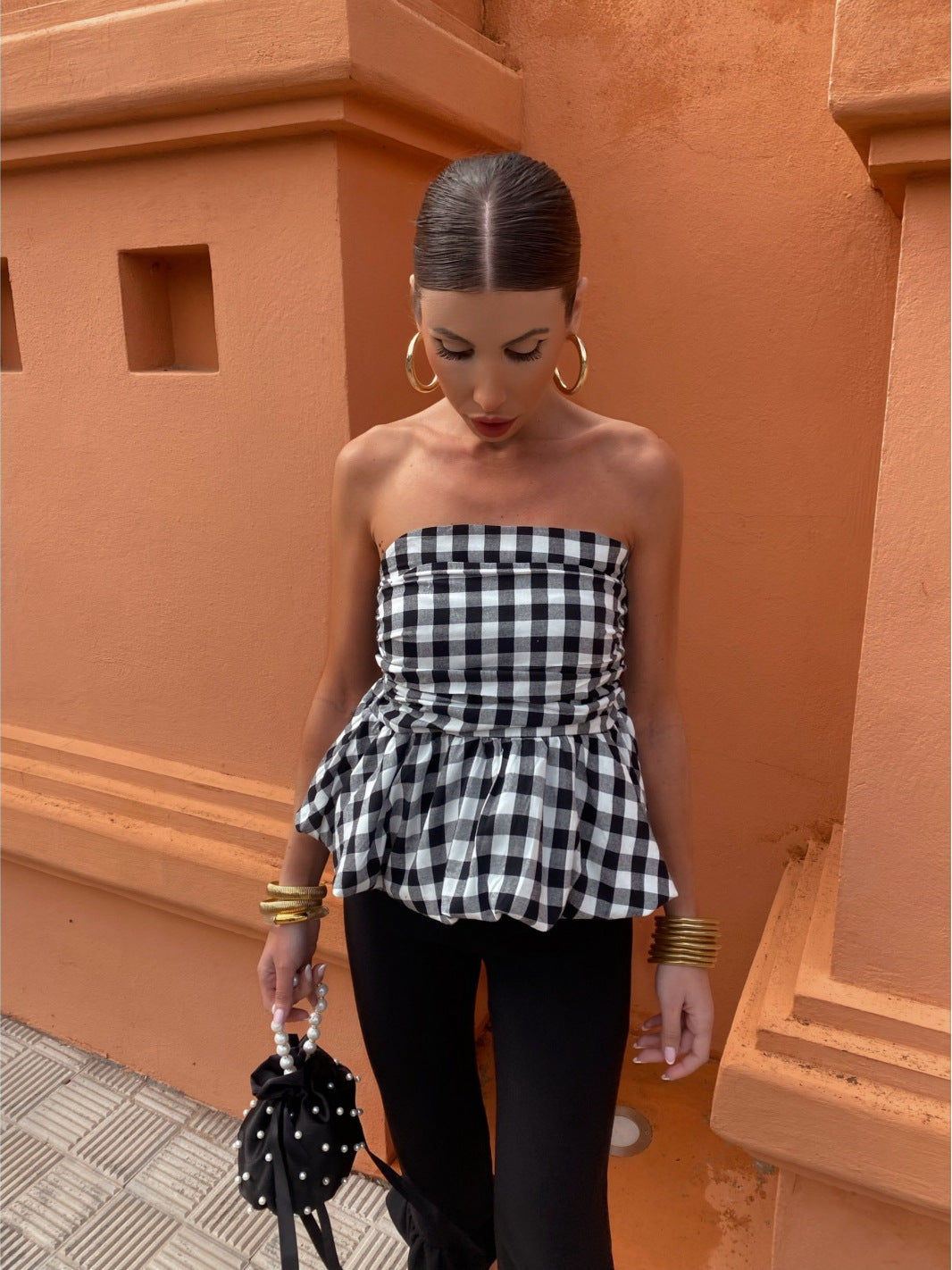 Damer Peplum-top med axelbar design Mirla-Eva Jonsson