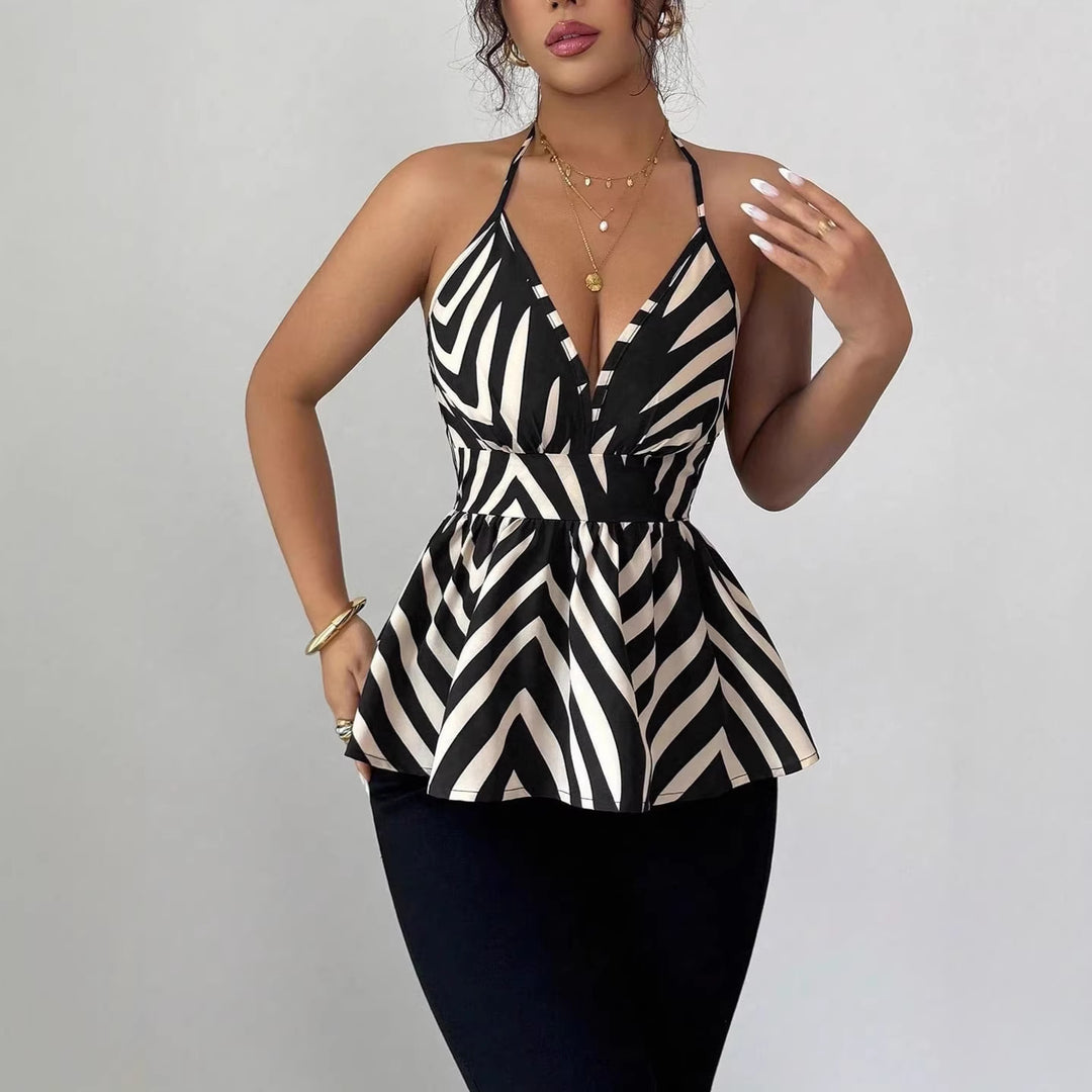 Damer Peplum-top med dekorativ V-ringning Mirla-Eva Jonsson