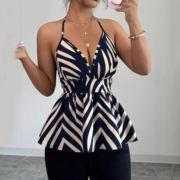 Damer Peplum-top med dekorativ V-ringning Mirla-Eva Jonsson