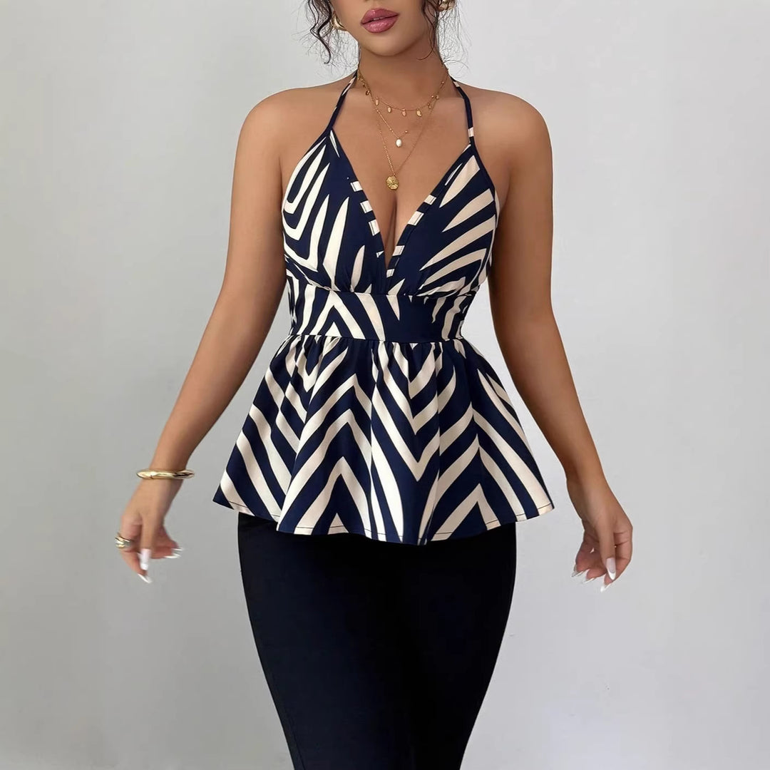 Damer Peplum-top med dekorativ V-ringning Mirla-Eva Jonsson