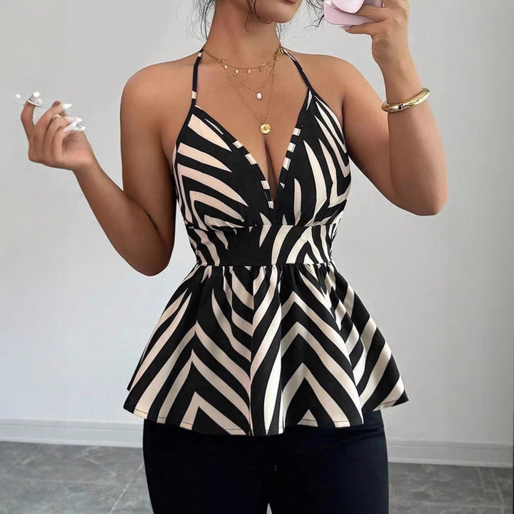 Damer Peplum-top med dekorativ V-ringning Mirla-Eva Jonsson
