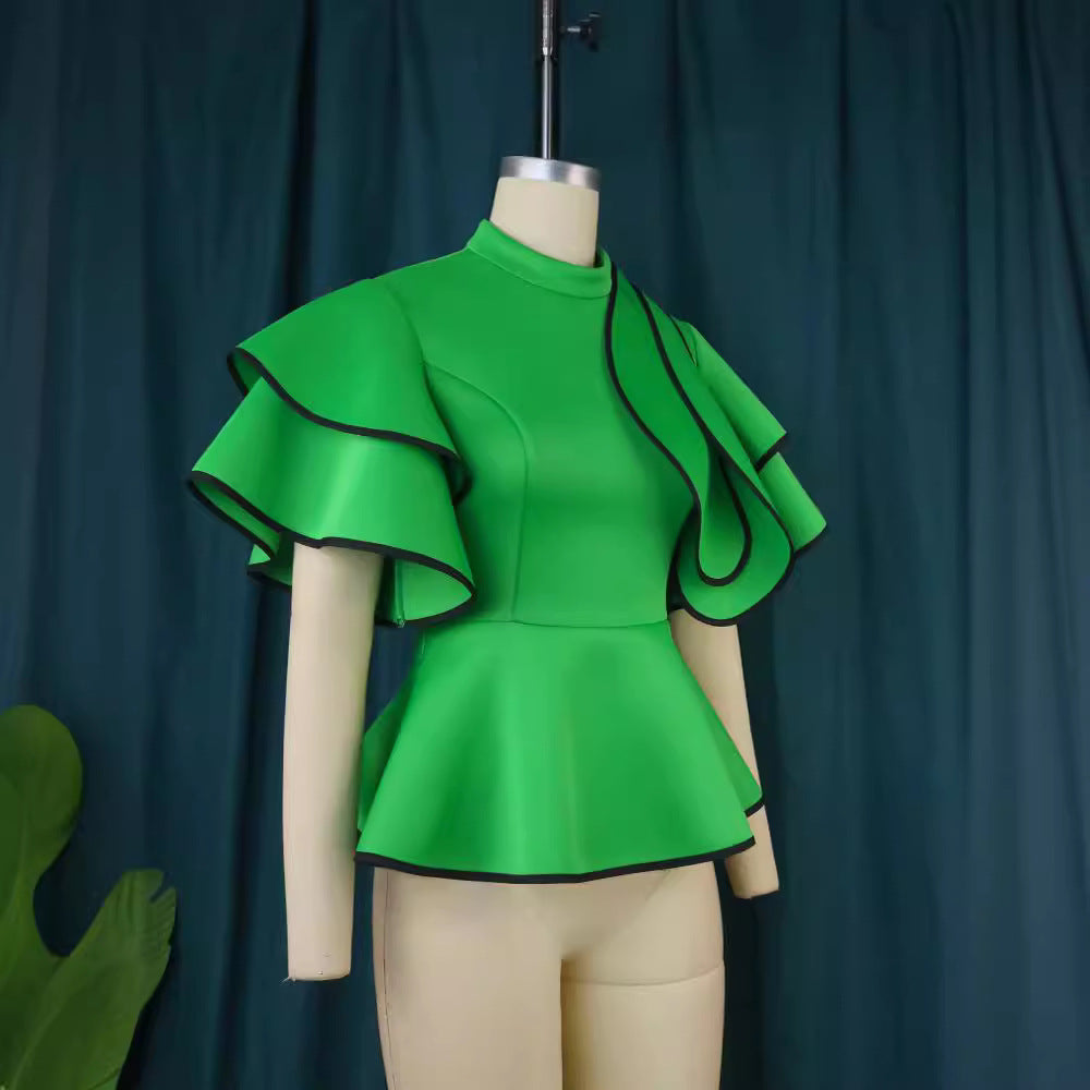 Damer Peplum-top med utstickande volanger och asymmetrisk skärning Mirla-Eva Jonsson