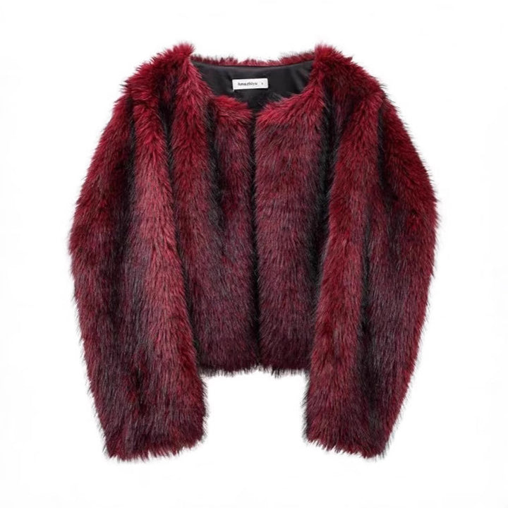 Damer Plush-Cropped-Jacka med elegant pälsdetalj Eva Jonsson-Eva Jonsson