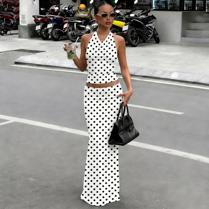 Damer Polka Dots Maxiklänning Set Mirla-Eva Jonsson
