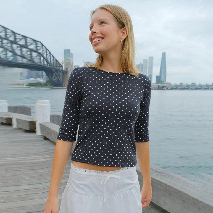 Damer Polka-Prick Långärmad skjorta med bekväm passform och modernt design Mirla-Eva Jonsson