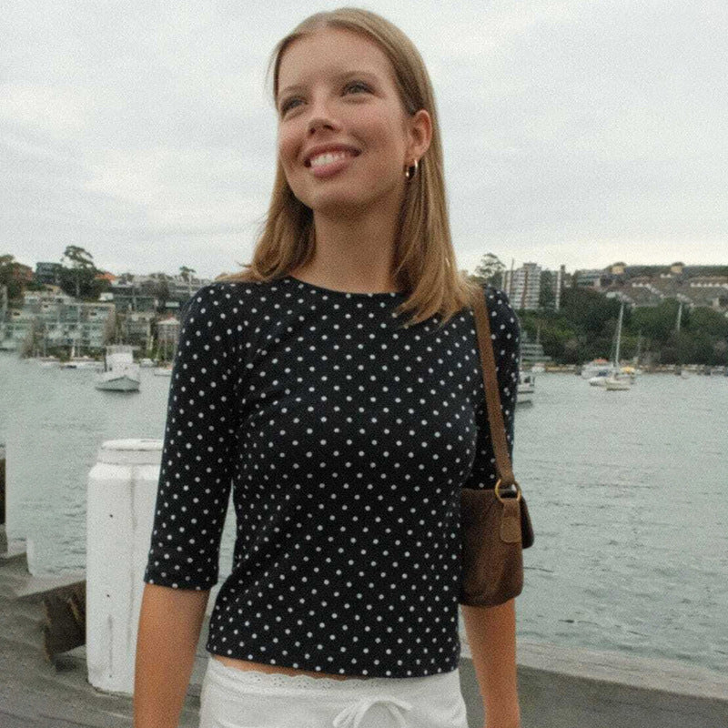 Damer Polka-Prick Långärmad skjorta med bekväm passform och modernt design Mirla-Eva Jonsson