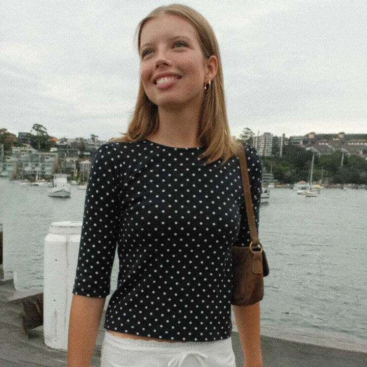 Damer Polka-Prick Långärmad skjorta med bekväm passform och modernt design Mirla-Eva Jonsson