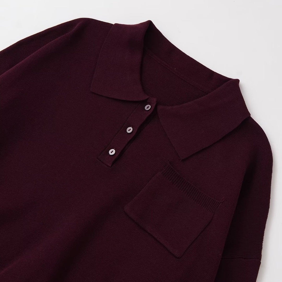 Damer Poloshirt med lång ärm och påsydd ficka Mirla-Eva Jonsson