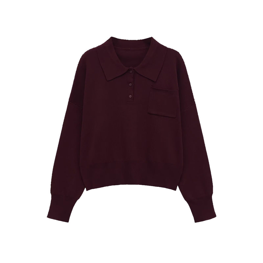 Damer Poloshirt med lång ärm och påsydd ficka Mirla-Eva Jonsson