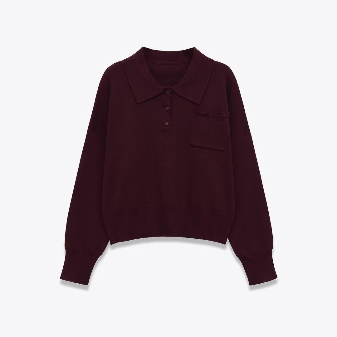 Damer Poloshirt med lång ärm och påsydd ficka Mirla-Eva Jonsson