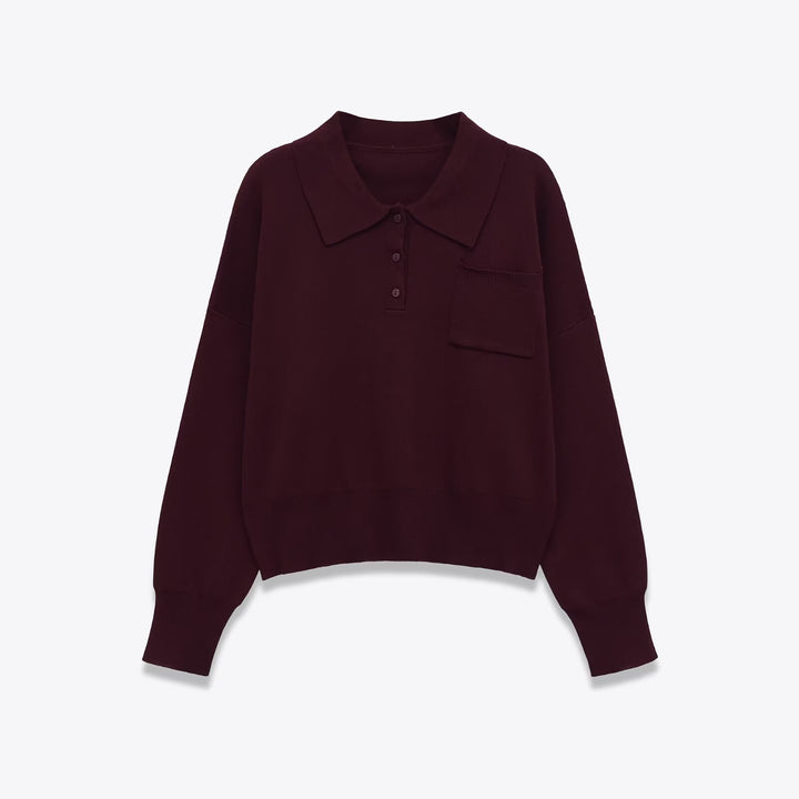 Damer Poloshirt med lång ärm och påsydd ficka Mirla-Eva Jonsson