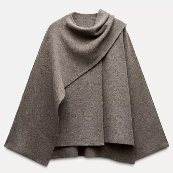 Damer Poncho i högkvalitativt stickmaterial med asymmetrisk design Mirla-Eva Jonsson