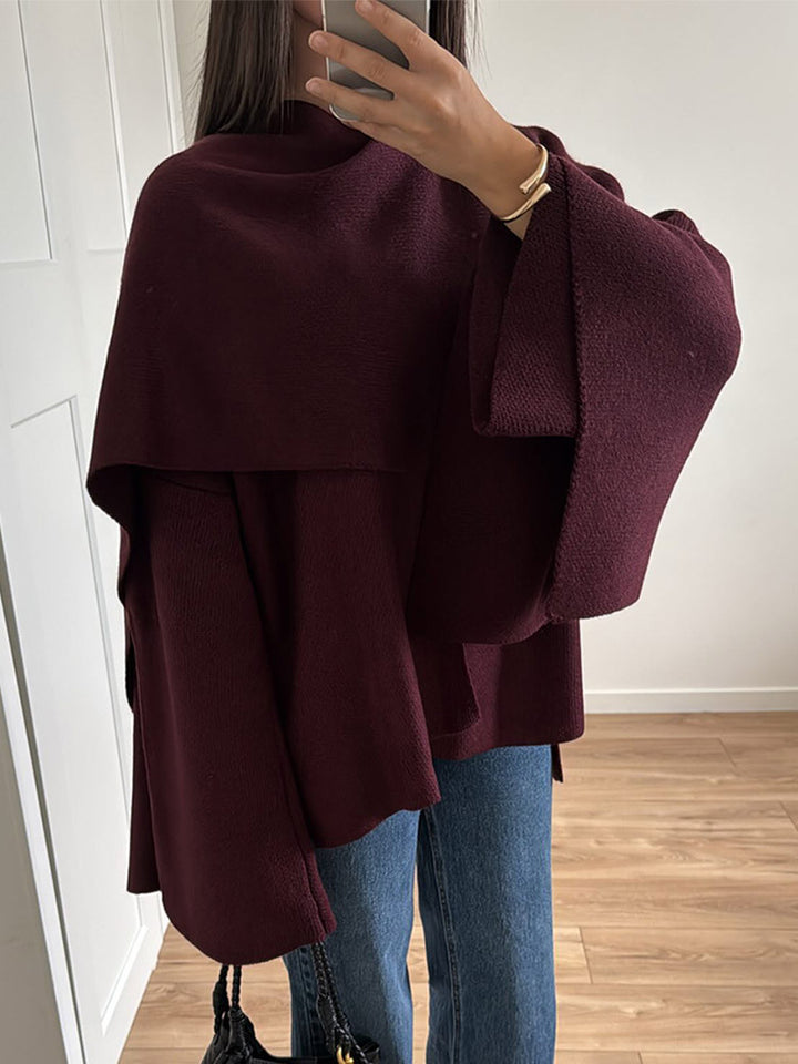 Damer Poncho i högkvalitativt stickmaterial med asymmetrisk design Mirla-Eva Jonsson