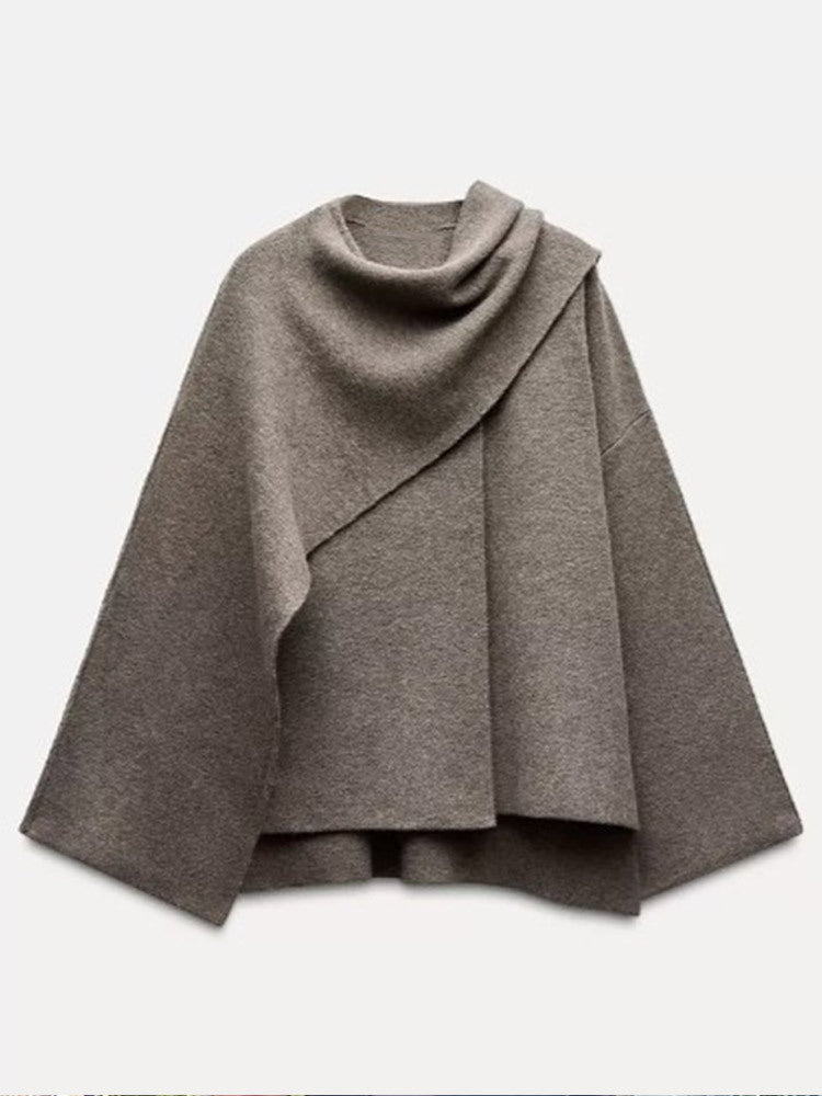 Damer Poncho i högkvalitativt stickmaterial med asymmetrisk design Mirla-Eva Jonsson