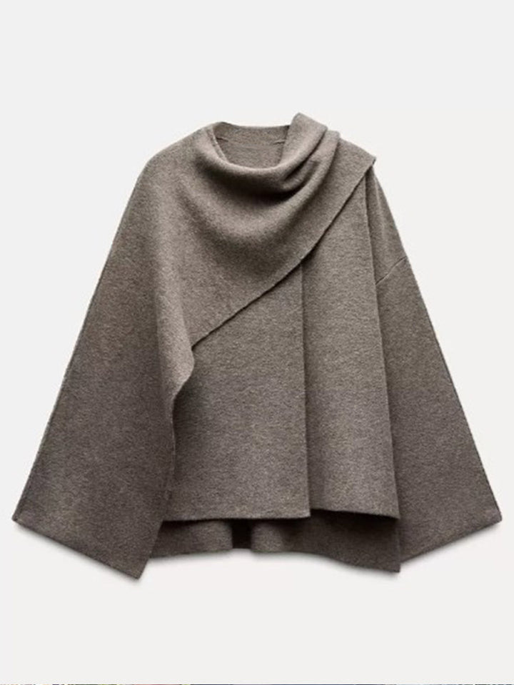 Damer Poncho i högkvalitativt stickmaterial med asymmetrisk design Mirla-Eva Jonsson