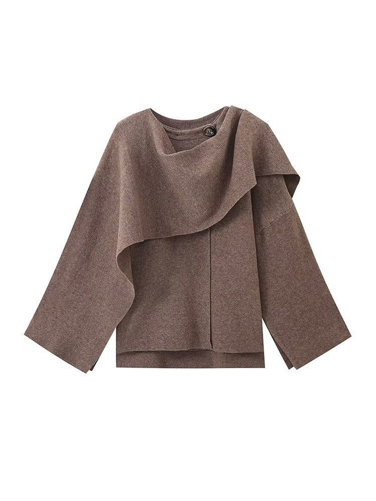 Damer Poncho i högkvalitativt stickmaterial med asymmetrisk design Mirla-Eva Jonsson