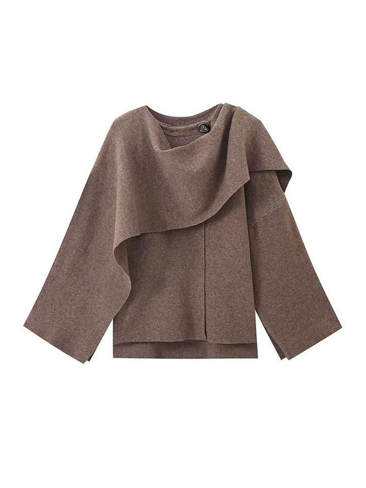 Damer Poncho i högkvalitativt stickmaterial med asymmetrisk design Mirla-Eva Jonsson