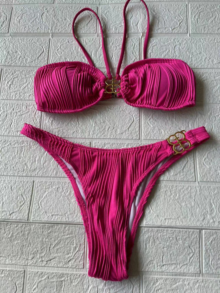 Damer Push-Up Bikini med rynkning och dekorativt guldsmycke Mirla-Eva Jonsson