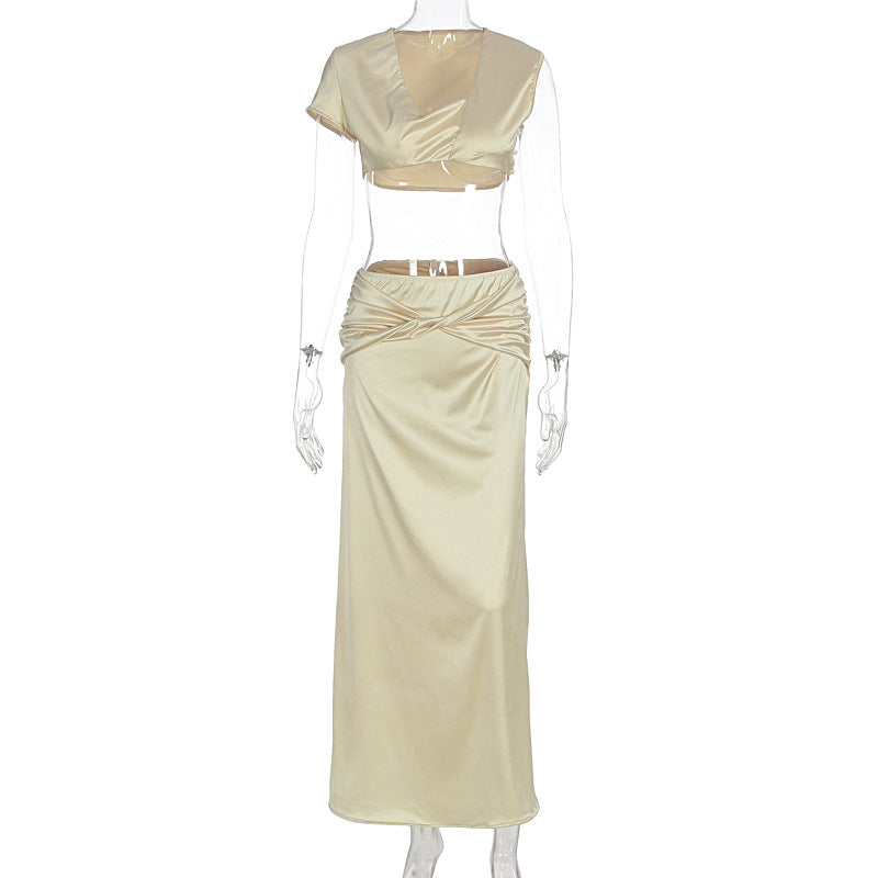 Damer Raffinerat Crop Top och Maxi Kjol Set Mirla-Eva Jonsson