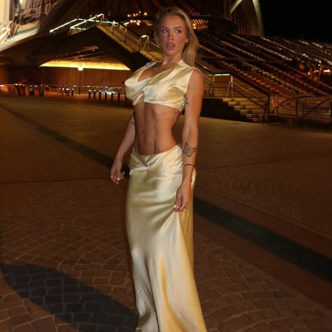 Damer Raffinerat Crop Top och Maxi Kjol Set Mirla-Eva Jonsson