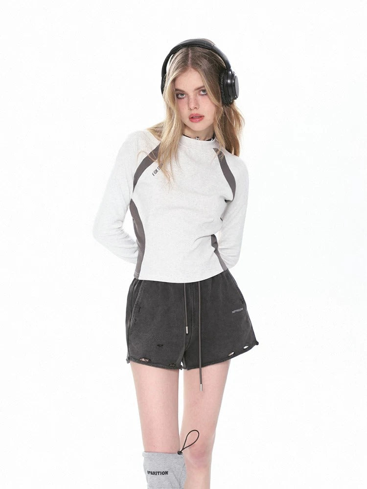 Damer Raglan Långärmad T-Shirt Kontrast Slim Fit-Eva Jonsson
