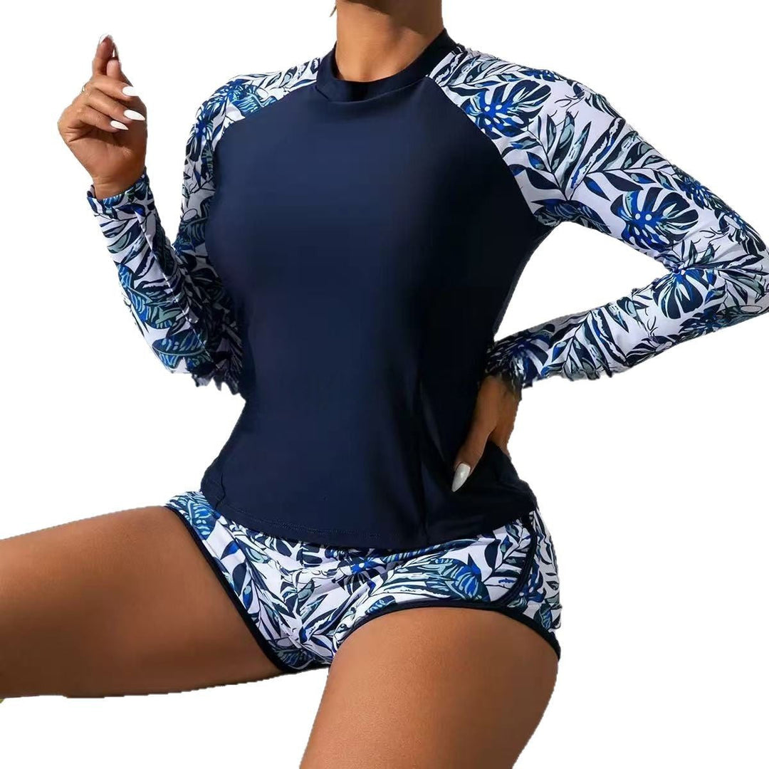 Damer Rashguard-set med Långa Ärmar och Trendig Bladtryck Mirla-Eva Jonsson
