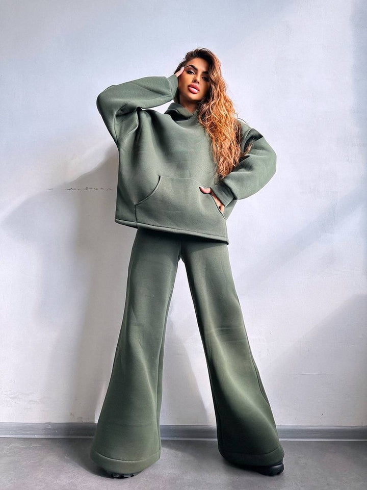 Damer Relaxed Fit Hoodie och Palazzo Byxor Set Mirla-Eva Jonsson