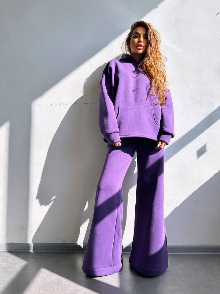 Damer Relaxed Fit Hoodie och Palazzo Byxor Set Mirla-Eva Jonsson